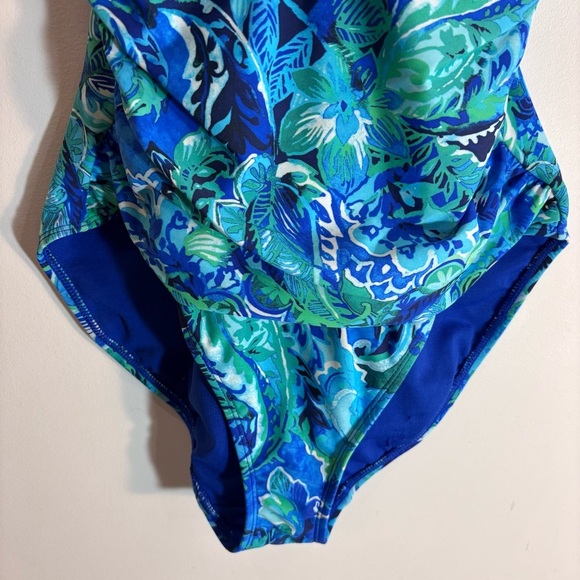 LAURE RALPH LAUREN Sz 10 One Piece Swimsuit Ruched Underwire Inside Mesh - Picture 3 of 11